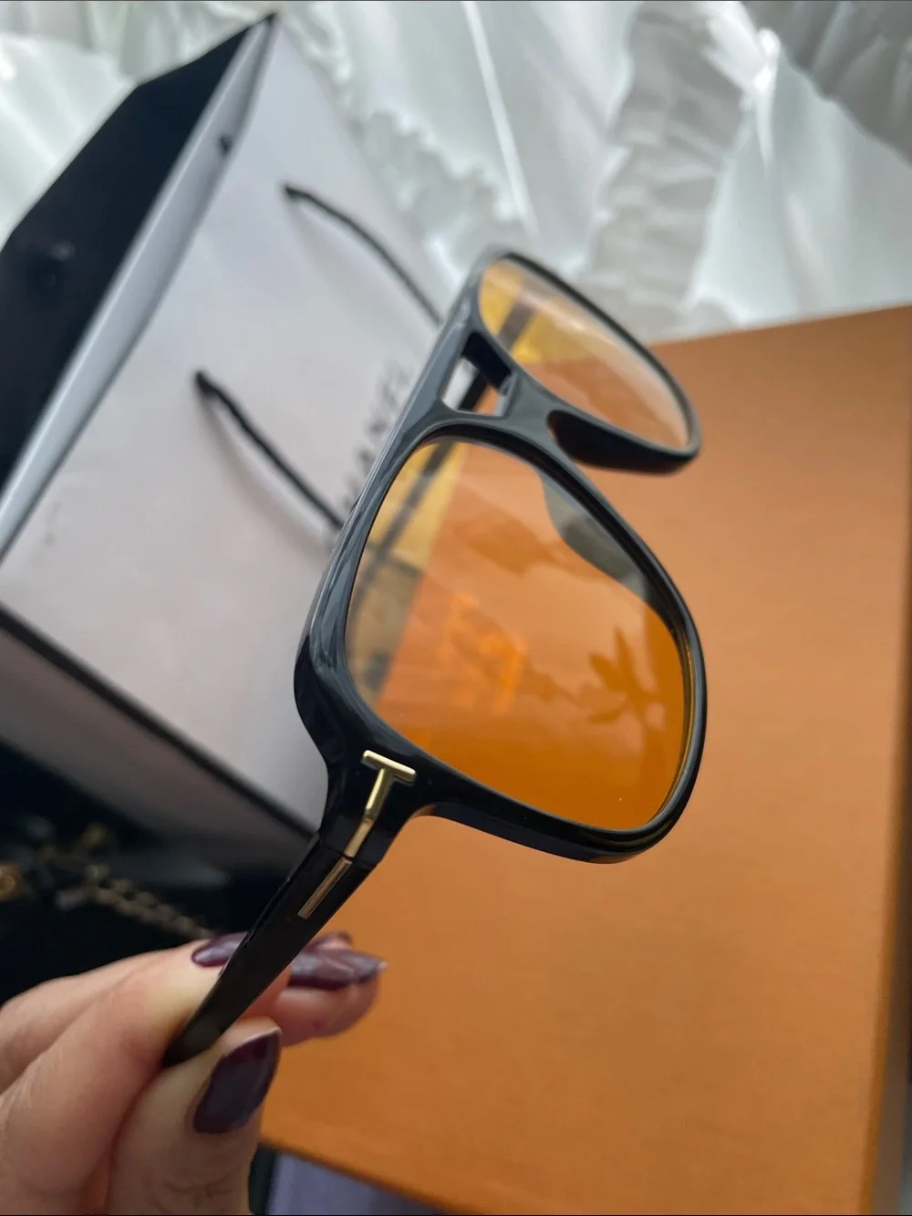 Black Frame Orange Lens Sunglasses